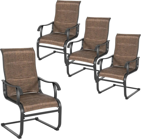 Patio Dining Chairs Set of 4 All Weather Outdoor Padded Textilene Patio Chairs Breathable Spring Motion Textile