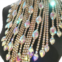 Rhinestone Crystal Long Fringe Tassel Necklace
