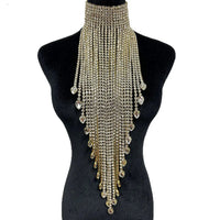 Long Tassel Rhinestone Chain Necklace