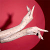 Ultra-Thin 1D Dot Oil Shiny Opera Length Gloves Sheer Glossy Performance Gloves