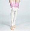 PU Faux Leather Patchwork Thigh-High Open-Foot Boot Stockings