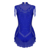 Rhinestone Mock Neck Mesh Tassel Leotard