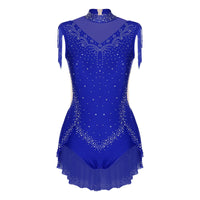Rhinestone Mock Neck Mesh Tassel Leotard