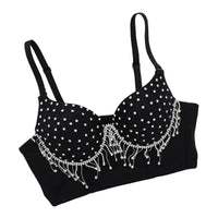 Rhinestone Fringe Embellished Showgirl Bra
