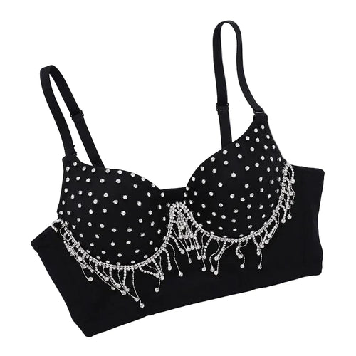 Rhinestone Fringe Embellished Showgirl Bra
