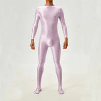 Candy Color Oil Glossy Full-Body Shaping Bodysuit Satin Smooth Leotard
