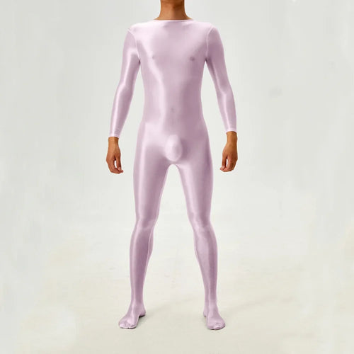 Candy Color Oil Glossy Full-Body Shaping Bodysuit Satin Smooth Leotard