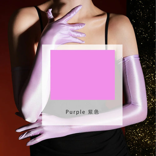 80D Satin Shiny High-Elasticity Opera Length Gloves Stage Performance Gloves