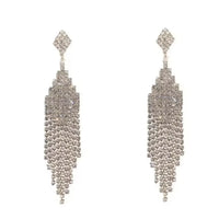 Vintage Crystal Tassel Drop Earrings – Elegant Geometric Multi-Strand Statement Earrings for Weddings, Galas & Evening Wear