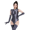 Satin Oil Shiny Elastic High-Cut Bodysuit Sheer Thong Stage Leotard