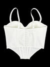 Pearl & Sequin Embroidered Floral Bustier Corset Top Asymmetric Camisole Bralette