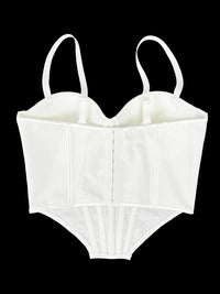 Pearl & Sequin Embroidered Floral Bustier Corset Top Asymmetric Camisole Bralette