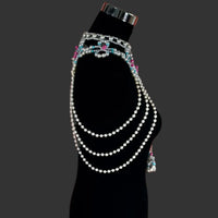 Dazzling Simulated Pearl String Bra Chain & Bikini Shawl Chest Jewelry