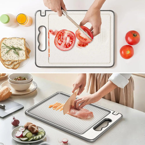 1pcs Stainless Steel Cutting Board Double Sided Chopping Board for Kitchen Scratch Resistant Anti-Slip Silicone Edges