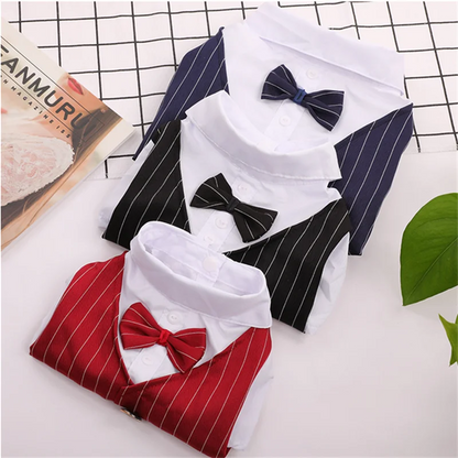 Dog Tuxedo Suit Costume Pet Cat Dog Wedding Birthday Party Formal Shirt with Bow Tie for Puppy Small Medium Dogs Costume Clothes