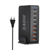 240W  Desktop GaN Charger 8-port USB Type C PD Charger Fast Charge 3.0 USB Type C Fast Charger Mobile USB Charger