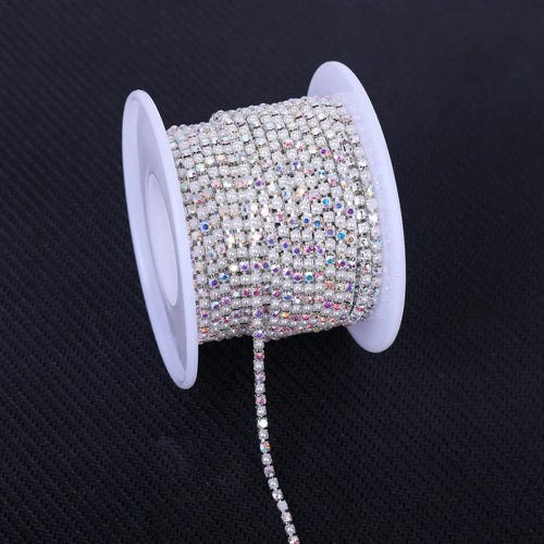 The Stardust Pearl Stream – Premium Silver Base Glass Rhinestone & ABS Pearl Cup Chain Trim