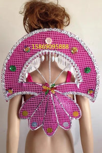 Sequined Butterfly-Style Costume Backpiece with Draped Chain