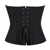 Black Striped Overbust Corset Top Zipper Front Lace-Up Bustier Body Shaper