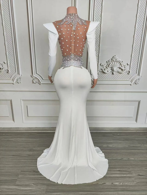 Rhinestone Floral Embroidered Mermaid Gala Gown & Trailing Evening Dress