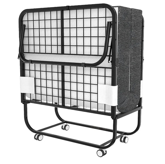 Folding Bed with Mattress Portable Foldable Guest Beds Cot Size Rollaway Beds for Adults with Luxurious Memory 5 Inch Foam Mattr