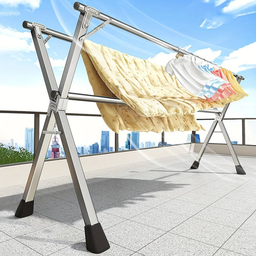 78.7 Inches Folding Outdoor Indoor, Drying Rack Clothing Collapsible, Foldable Laundry Drying Rack, Heavy Duty Stainless Steel