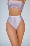 High-Waist Oil Glossy Sheer G-String Thong Satin Smooth Seamless Briefs