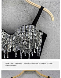 Crystal Beaded Bustier Corset Crop Top Nightclub Party Bralette