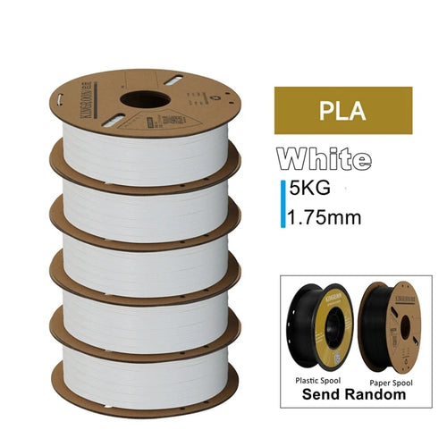 KINGROON 3D Printer Filament PLA PETG TPU ABS 5KG Bundle Black White Gray 1.75mm No bubbles Plastic 5 roll 1kg , Random Spool
