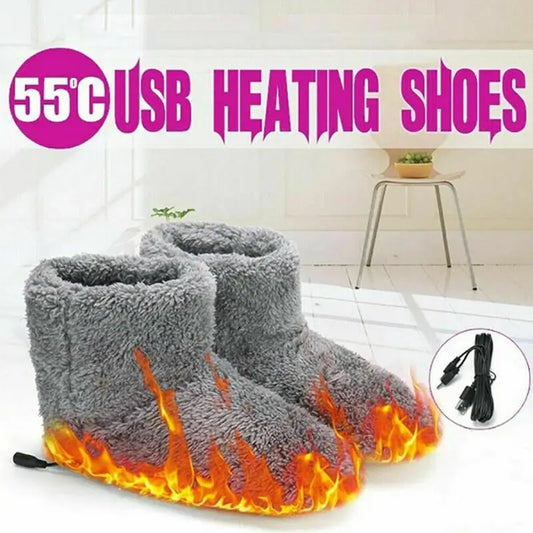 Winter USB Electric Heating Shoes for Women Men Comfortable Plush Foot Warmer Boots  warm Heated Shoes Slipper Indoor Outdoor