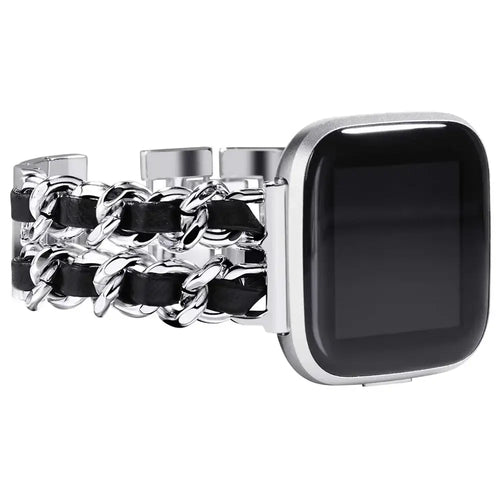 Fitbit Versa & Sense Leather Metal Band - Luxurious Design