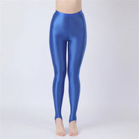 Thin Sheer Oil Glossy High-Stretch Pencil Pants Candy Color Yoga Leggings
