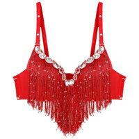 The Stardust Oasis Sirena – Sequined Tassel & Rhinestone Push-Up Belly Dance Bra Top