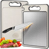 1pcs Stainless Steel Cutting Board Double Sided Chopping Board for Kitchen Scratch Resistant Anti-Slip Silicone Edges