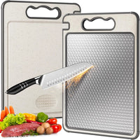 1pcs Stainless Steel Cutting Board Double Sided Chopping Board for Kitchen Scratch Resistant Anti-Slip Silicone Edges