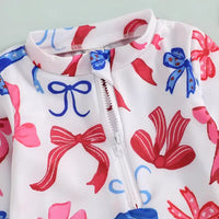 Children s Girls  Swimsuit Short Sleeve Floral Print Swimwear with Ruffle Detail for Pool Party and Vacation