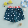 Lioraitiin Toddler Baby Boys Beach Shorts Kids Independence Day Drawstring Star Print Swim Trunks
