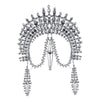 Exaggerated Rhinestone Tassel Crown Headpiece