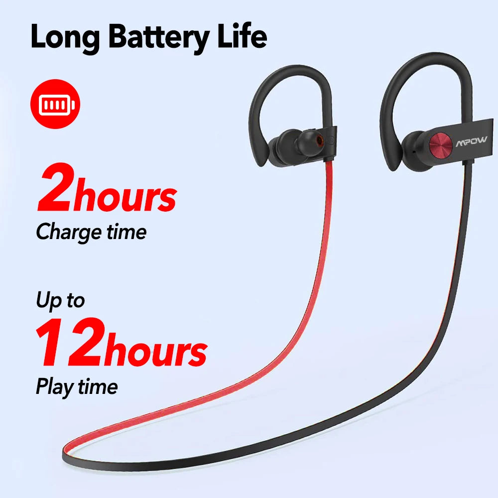 Mpow Flame IPX7 Waterproof Bluetooth Headphones V5.3 Earphone with CVC6.0 Noise Canceling Mic HiFi Stereo Wireless Sport Earbuds