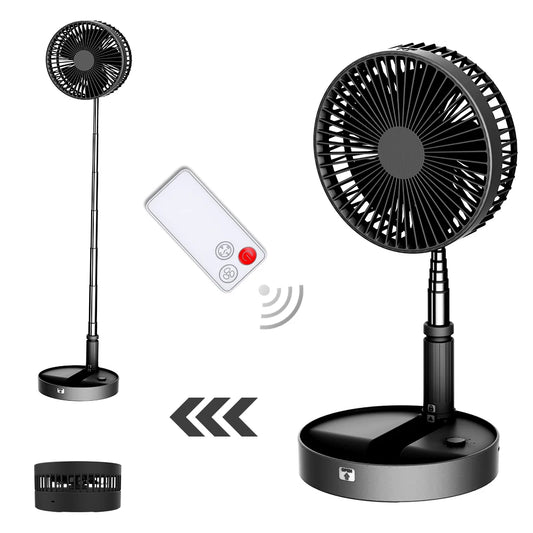 UN UNITEDTIME Desk Portable fan, My Foldaway Travel fan with remote Control Timer, Battery Operated or USB Powered,