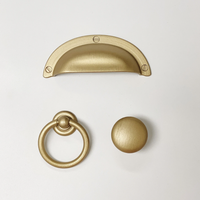 Capri Brushed Gold Cup Drawer Pull, Ring Pull or Round Cabinet Knob Euro • Knobs