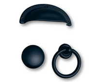 Matte Black "Capri" Cup Drawer Ring Pull and Knob Euro • Knobs