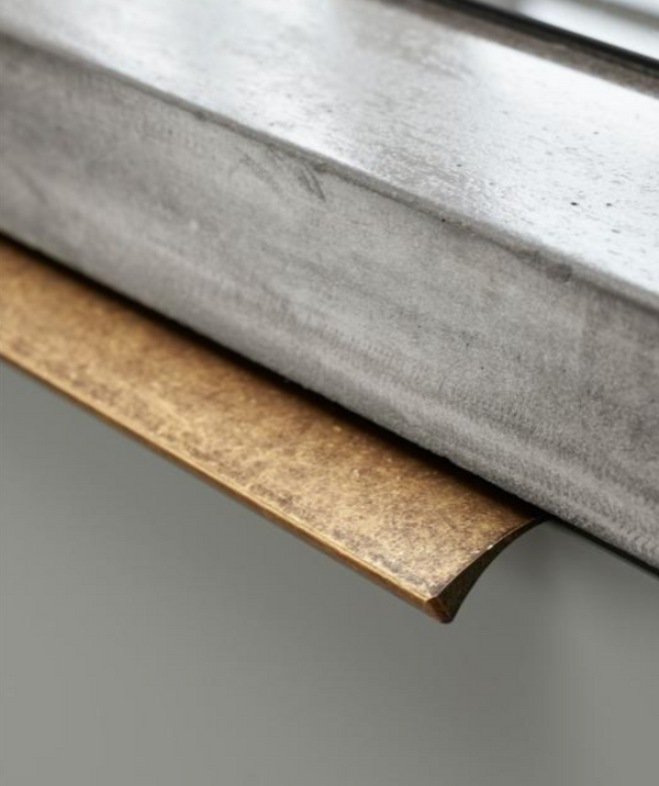 Antique Brass "Edge" Tab Finger Drawer Pulls Euro • Knobs