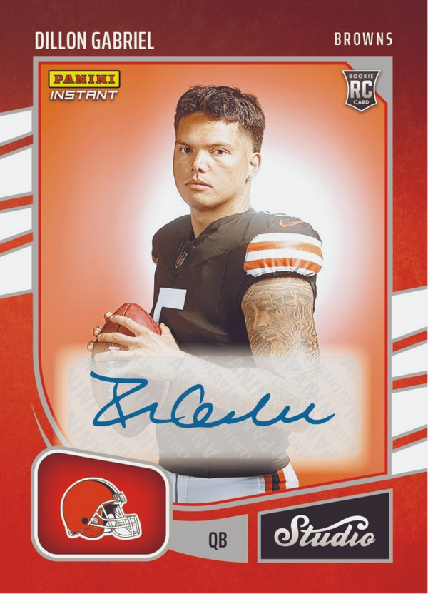 2025 Panini Instant NFL Dillon Gabriel #SR6 Studio Rookies Auto /99 Cleveland Browns Rookie RC Football Card