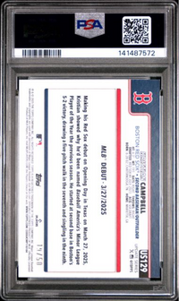 Graded 2025 Topps Update Kristian Campbell #129 Gold Rainbow Foil /50 Rookie RC Baseball Card PSA 10 Gem Mint