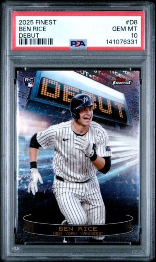 Graded 2025 Topps Finest Ben Rice #D8 Debut Rookie RC Baseball Card PSA 10 Gem Mint