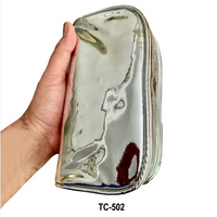 Kingsley Silver Metal Travel Cosmetic Makeup Organizer Bag TC-502