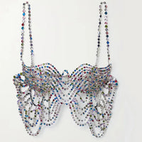 Multicolored Rhinestone Bralette Chest Chain