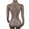 Geometric Rhinestone Illusion Bodysuit