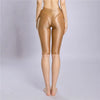Women's Oil Glossy Sheer High-Waist Shaping Shorts Satin Smooth Leggings